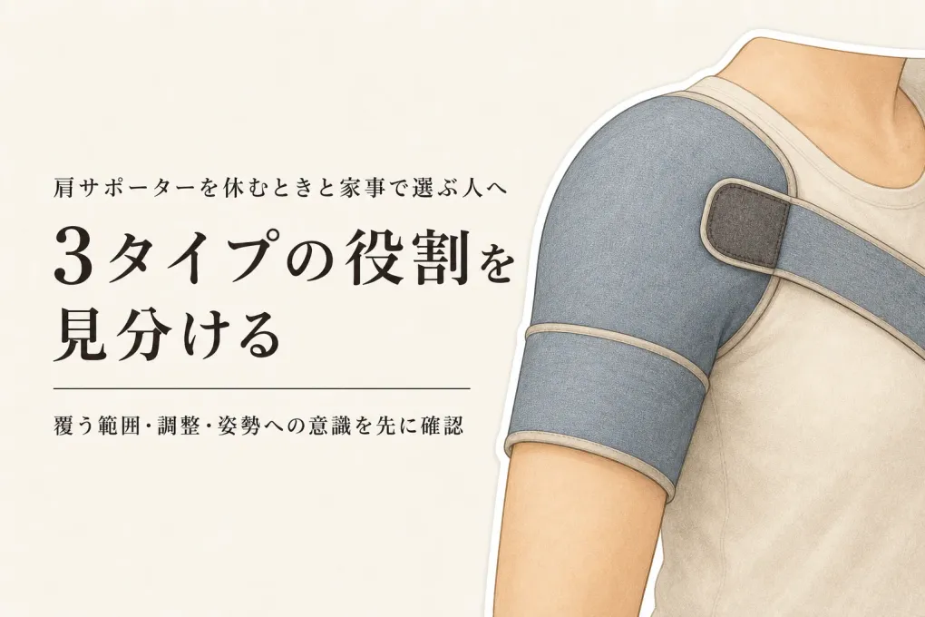 肩サポーターは袖付き・巻く・姿勢ベルトでどう違う？休むときと家事の選び方